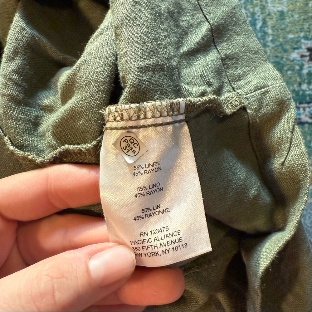 Olive Green Ellen Tracy linen Women's Jacket - Picture 6 of 7